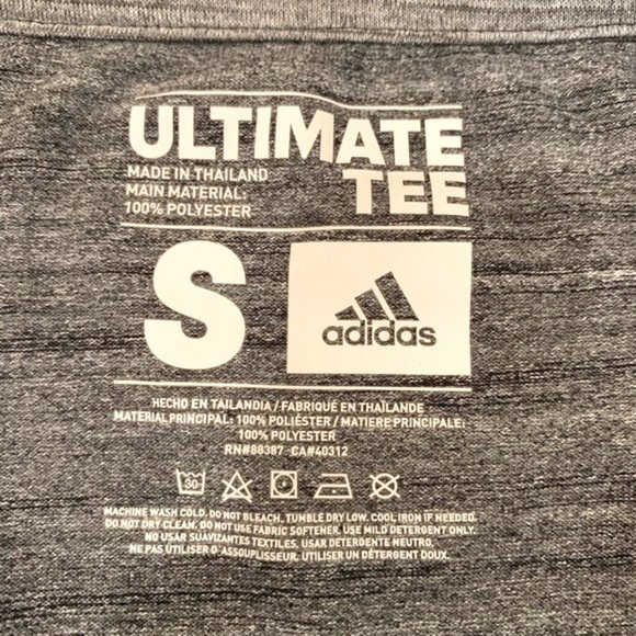 Adidas ClimaLite V-neck Ultimate Short Sleeve Workout Shirt Gray Size Small - Picture 3 of 7